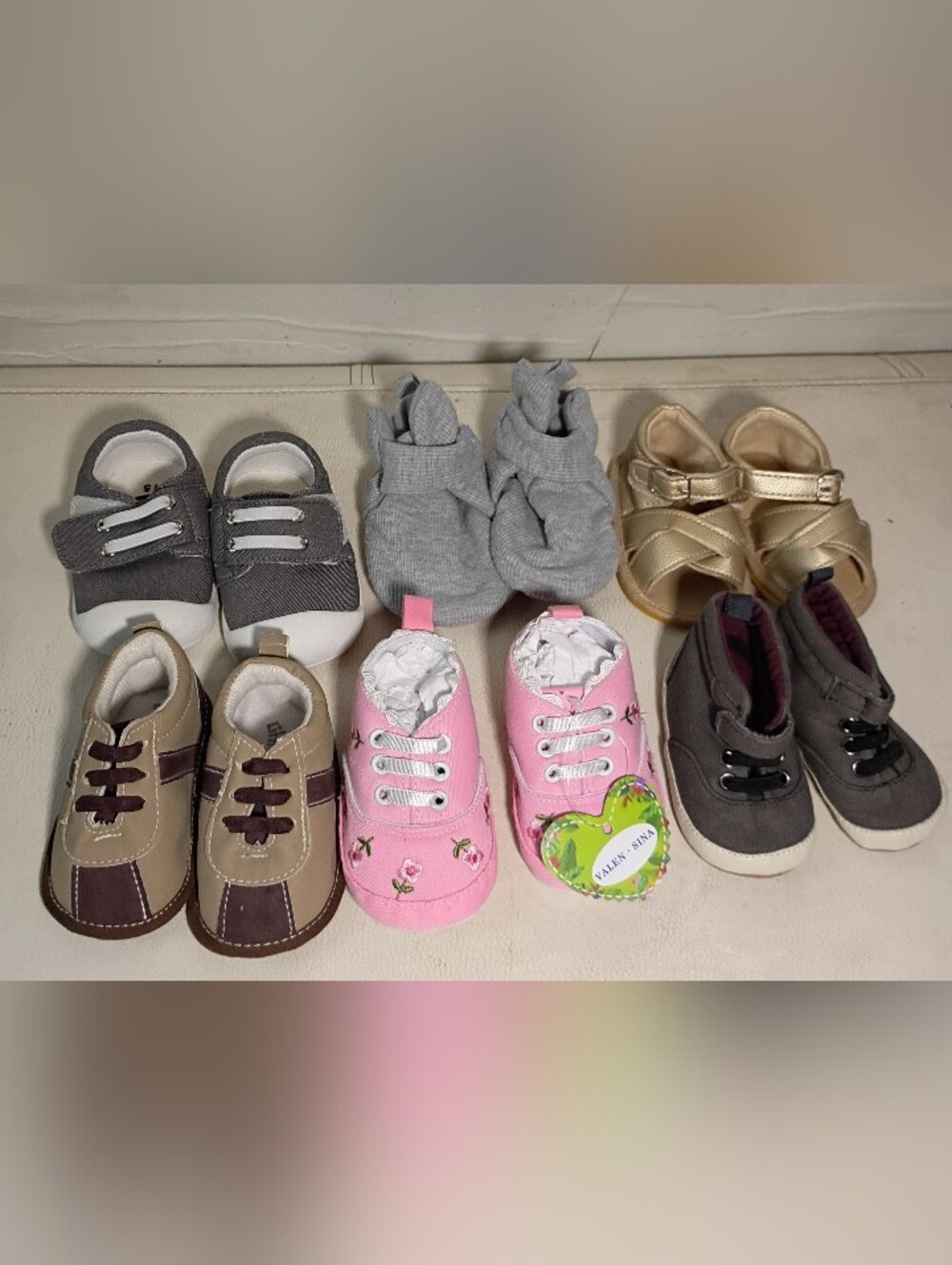 Adorable Lot of 6 Pairs Never Worn Infant & Baby Crib Shoes & Booties 4.5"-5"